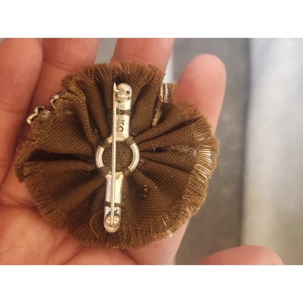 KC Floral Brooch Fabric Flower Coquette Dollette Victorian Boho Chic‎ Pin Brooch